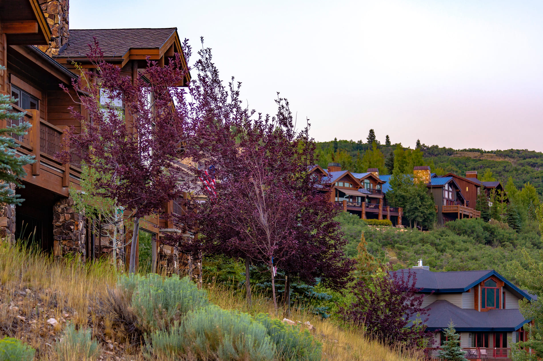 Beautiful mountainside homes outside of Park City, Utah.